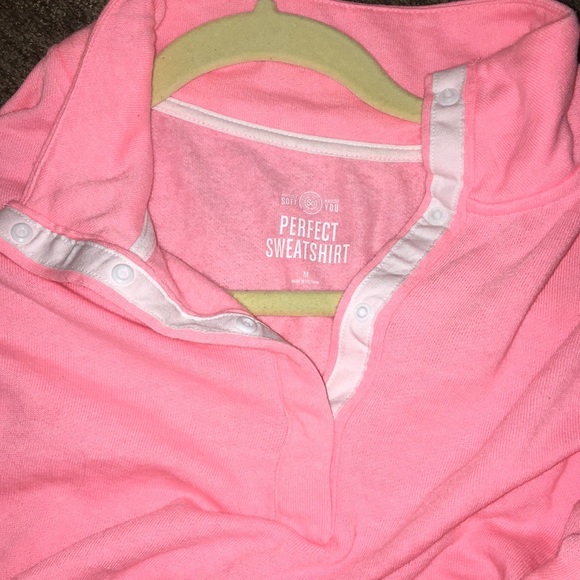 Coral button up crew neck/sweatshirt with collar - Picture 2 of 2